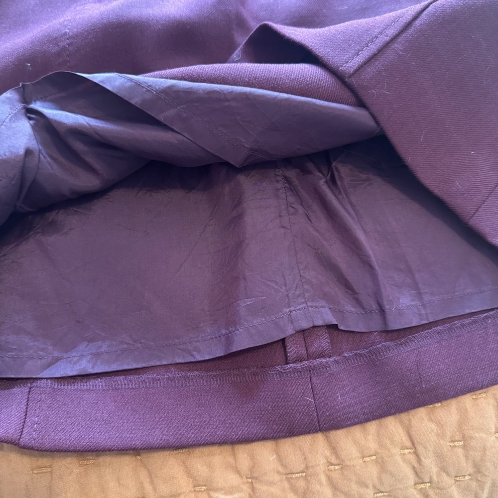 Brooks Brothers Womens Purple Wool Blend A-Line Mini Skirt with Logo Buttons - Picture 6 of 12